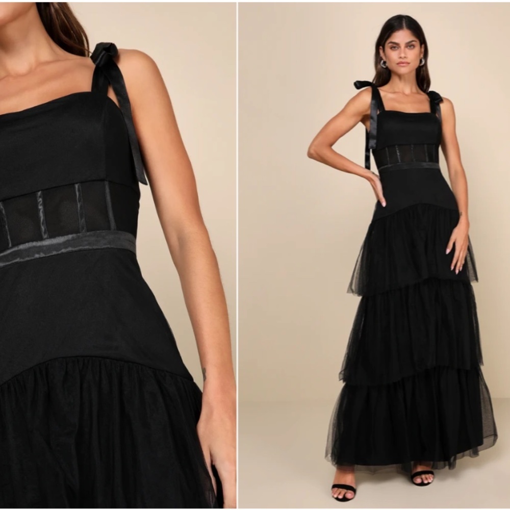 LULU's Sexy Prom Corset Wedding Boho Tiered Ruffles Special Event Maxi
